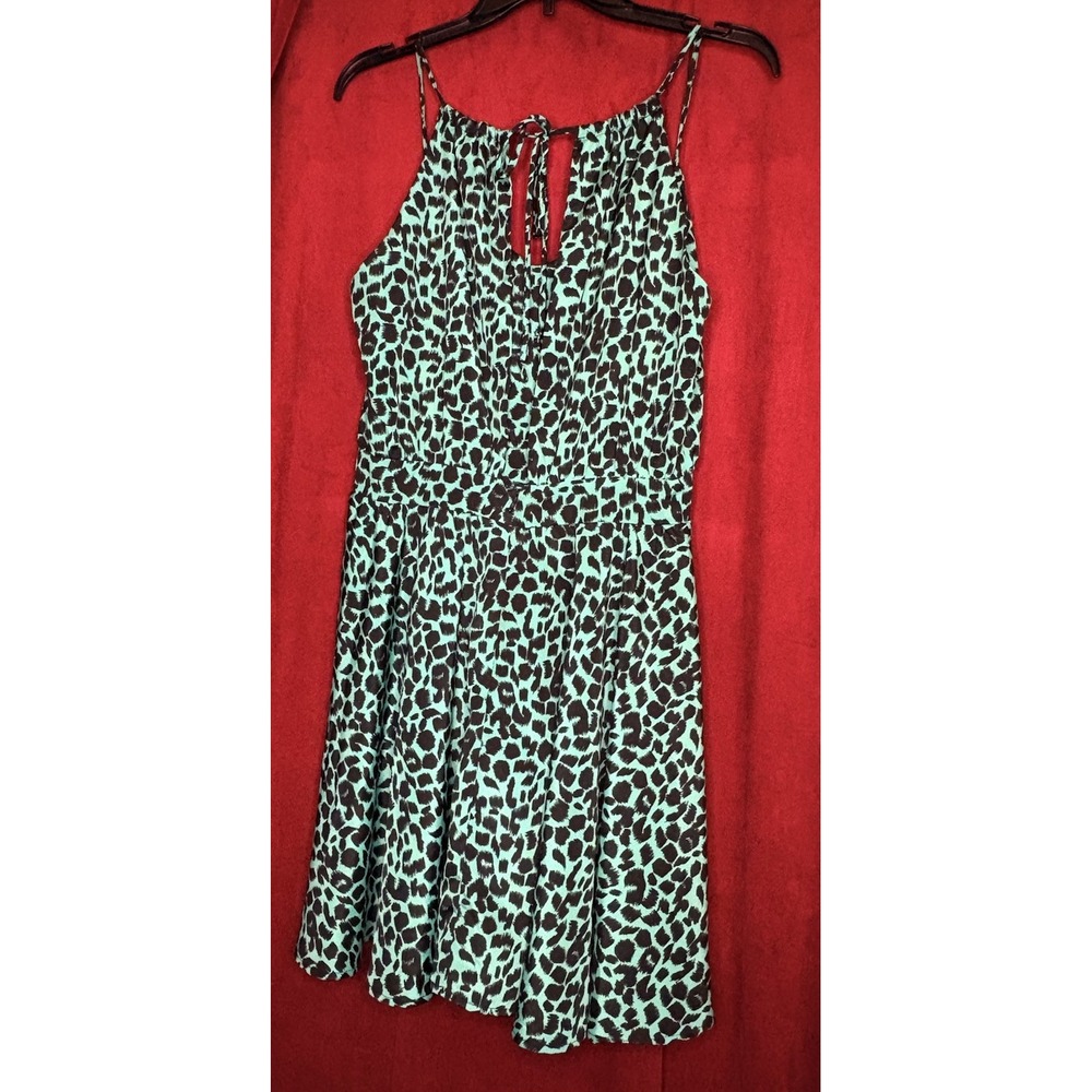 Love... Ady Womens Leopard Print Dress Bright Green Kids L, CB#24